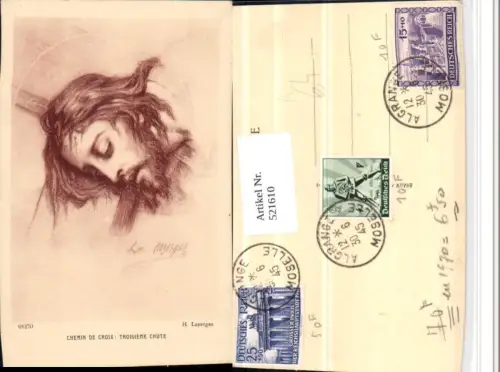 521610,Künstler AK H. Lazerges Troisieme Chute Jesus Kreuzigung