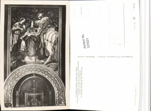 521621,Fresko von M. Schwind Landgraf Ludwig findet Brote unter St. Elisabeths Mantel