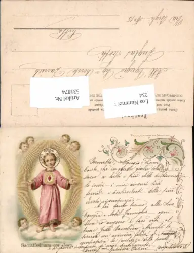 531874,Religion Präge Litho Sacratissimum Jesu Herz Jesu Jesus Engel