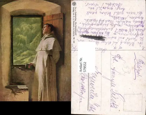 579552,Künstler Ak Th. v. Cederström Ein Sonnenstrahl Mönch Religion