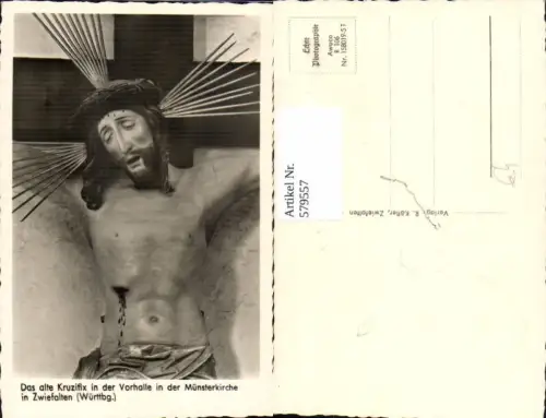 579557,Foto Ak Alte Kruzifix Kreuz Münsterkirche Zwiefalten Religion