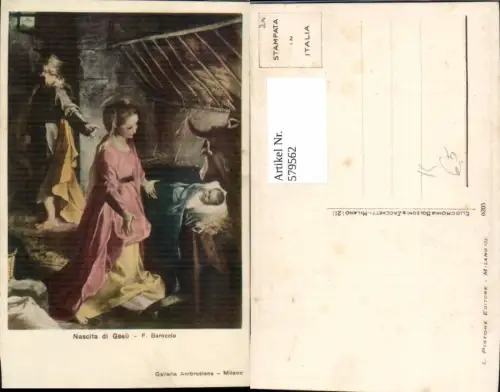 579562,Künstler Ak F. Baroccio Nascita di Gesü Jesus Krippe Religion