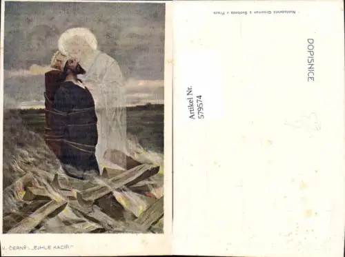 579574,Künstler Ak V. Cerny Ejhle Kacir König a. Kreuz Jesuserscheinung Religion