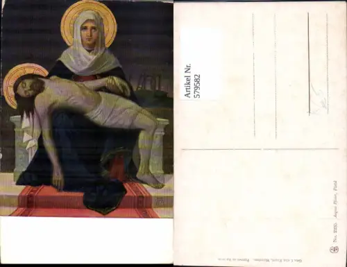 579582,Künstler Ak August Pfister Pieta Hl. Mutter m. Jesus Heiligenschein Religion