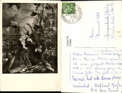 579602,Künstler Ak Grünewald Madonna in Stuppach Heilige Religion