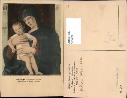 579609,Künstler Ak Bellini Madonna m. Kind Heilige Religion