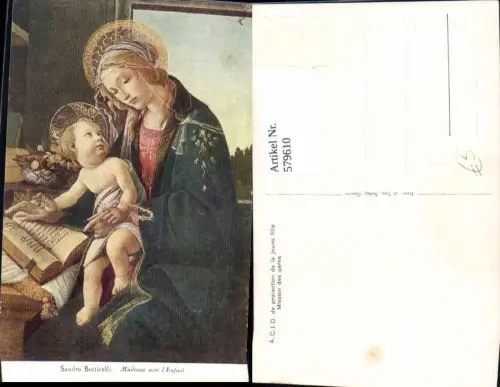 579610,Künstler Ak Botticelli Madonna m. Kind Heilige Religion