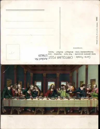 579629,Künstler Ak Leonardo da Vinci La Cena Abendmahl Religion pub Stengel Co 29865