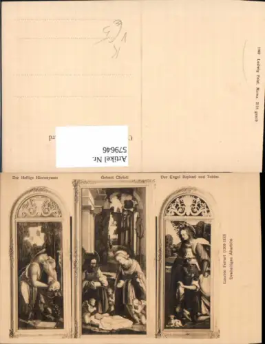 579646,Künstler Ak Altarbild Hl. Hieronymus Christi Geburt Engel Religion pub Ludwig Feist