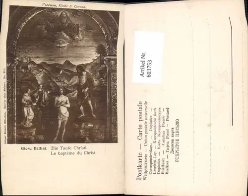 603753,Künstler Ak Giov. Bellini die Taube Christi Religion pub Ottmar Zieher 371