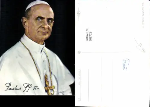 603772,Papst Paulus VI Sua Santita Paolo VI Religion