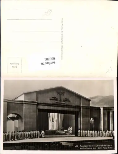 603781,Foto Ak Oberammergau Passionsspiel Vertreibung a. d. Paradies Religion