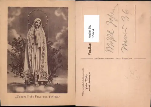 622604,Unsere liebe Frau v. Fatima Heilige pub Verlag kath. Schriftenapostolat Peter Maier Religion