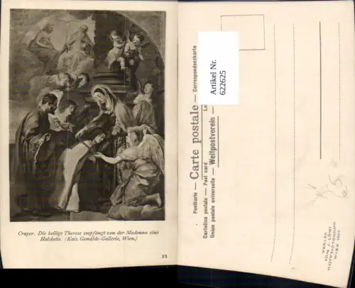 622625,Künstler Ak Crayer Die Heilige Therese empfängt Madonna ein Halskette Religion pub J. Löwy 21