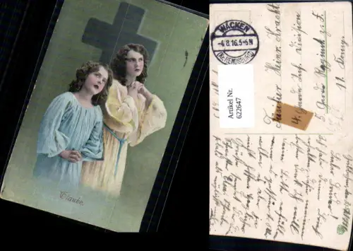 622647,Kreuz Kinder Mädchen Glaube Stempel Wacken Kr. Rendsburg Feldpost Religion