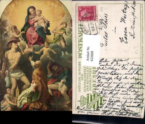 622669,Künstler Ak Coreggio Madonna des Heil. Sebastian Religion