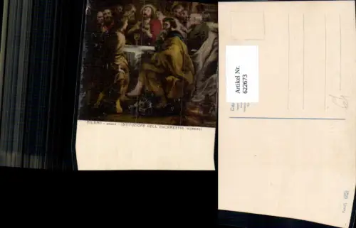 622673,Künstler Ak Rubens Istituzion dell Eucarestia Jesus teilt Wein Brot Religion