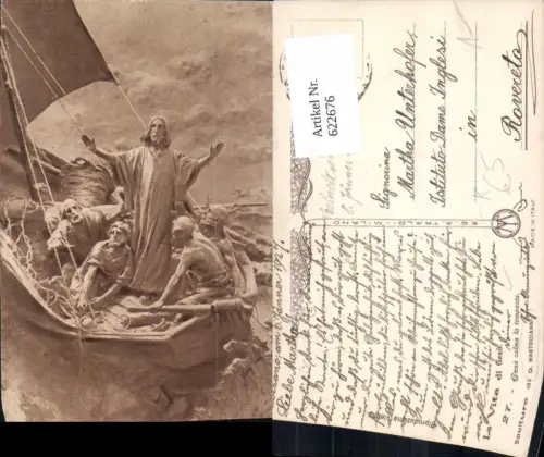 622676,Künstler Ak D. Mastroianni La Vita di Gesu Jesus auf Segelboot Religion