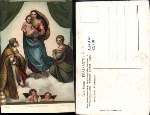 622718,Künstler Ak Raffaello Santi Die Sixtinische Madonna Religion pub Stengel Co 29712