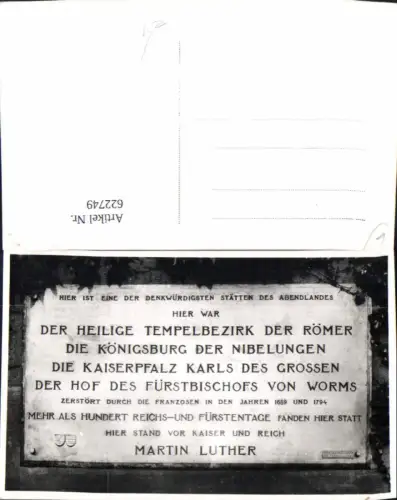 622749,Foto Ak Martin Luther Denkmal Gedenktafel Religion