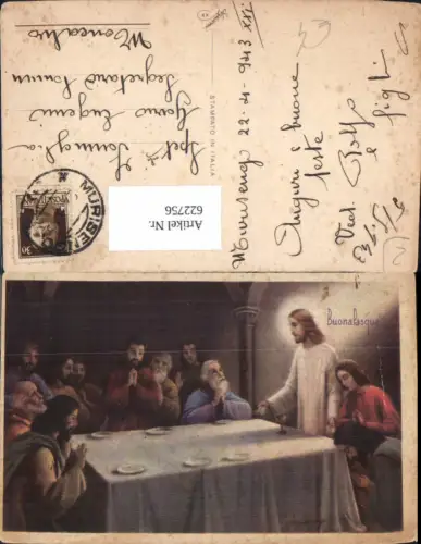622756,Künstler Ak Buona Pasqua Jesus Abendmahl Religion