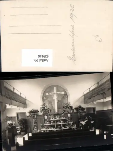 629146,Foto Ak Erntedankfest 1925 Kirche Innenansicht Religion