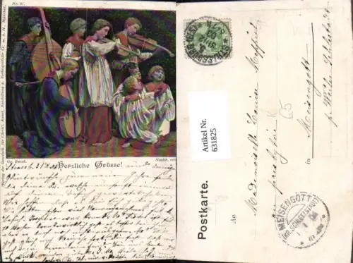631825,Künstler Ak Gg. Busch Herzliche Grüße Ministranten musizieren Religion