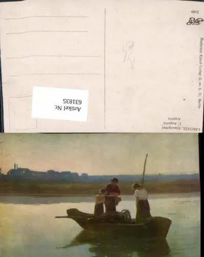 631835,Künstler Ak Laronze Abendgebet Angelus Boot Fischerboot Religion