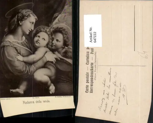 647222,Künstler Ak Raffael Madonna della tenda Religion