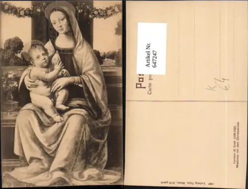 647247,Künstler Ak Lorenzo di Credi Madonna m. d. Christuskinde Religion