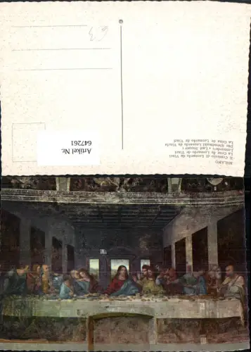 647261,Künstler Ak Leonardo da Vinci Das Abendmahl Religion