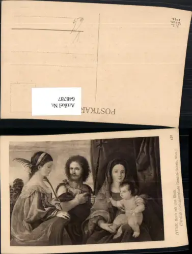 648787,Künstler Ak Titian Maria m. d. Kinde Jesuskind Religion pub J. Löwy 426