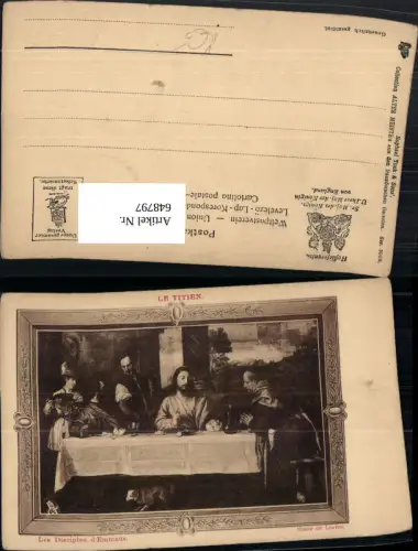 648797,Künstler Ak Le Titien Les Disciples d Emmaus Jesus Religion pub Raphael Tuck Sons 3009