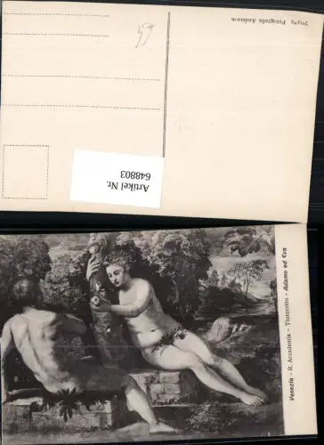 648803,Künstler Ak Tintoretto Adamo ed Eva Adam u. Eva Apfel Paradies Religion