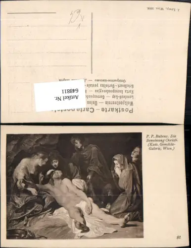 648811,Künstler Ak P. P. Rubens Die Beweinung Christi Religion pub J. Löwy 91