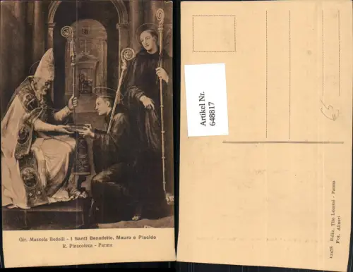 648817,Künstler Ak R. Pinacoteca I Santi Benedetto Mauro e Placido Papst Priester Religion