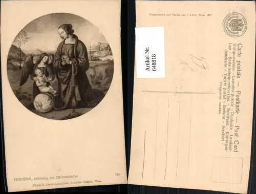 648818,Künstler Ak Perugino Anbetung d. Christuskindes Engel Religion pub J. Löwy 179