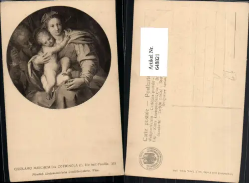 648821,Künstler Ak Girolamo Marchesi da Cotignola Die heilige Familie Religion pub J. Löwy 372