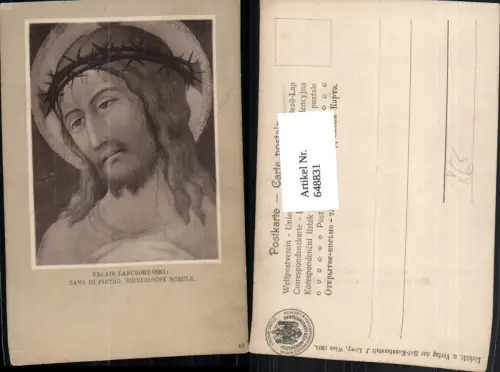 648831,Künstler Ak Sano di Pietro Sienesische Schule Jesus m. Dornenkrone Religion pub J. Löwy 19