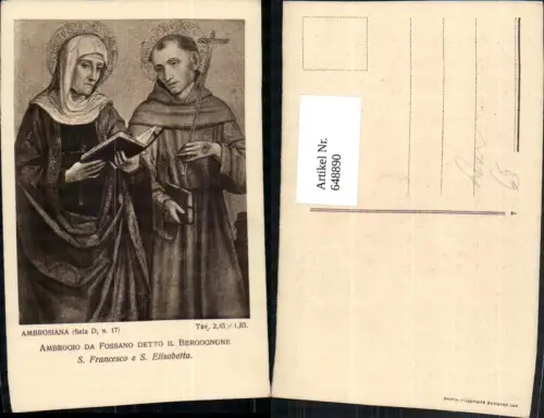 648890,Künstler Ak Ambrogio da Fossano S. Francesco e S. Elisabetta Heilige Lesen Religion
