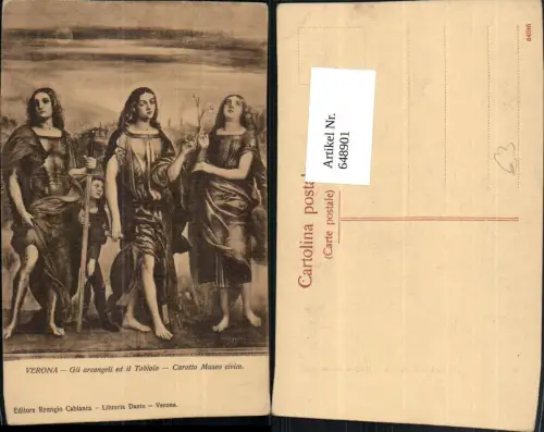 648901,Künstler Ak Gli arcangeli ed il Tobiolo Heilige Heiligenschein Religion