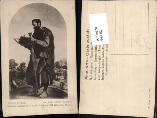648902,Künstler Ak Stefano Cernoto Der heil. Apostel Paulus Lesen Religion pub J. Löwy 359