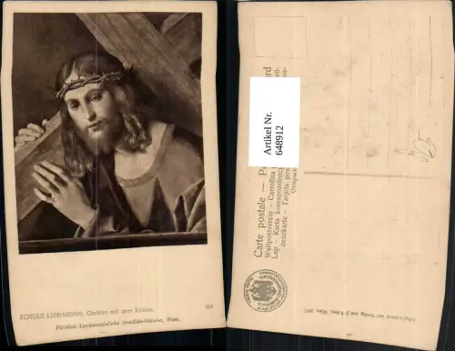 648912,Künstler Ak Schule Lionardos Christus m. d. Kreuze Dornenkrone Religion pub J. Löwy 285