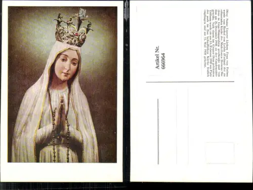 666964,Künstler Ak Statue Liebe Frau von Fatima Religion