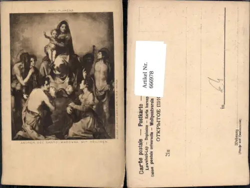 666978,Künstler Ak Andrea del Sarto Madonna mit Heiligen Religion