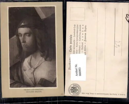 666993,Künstler Ak Giovanni Bellini Jesus mit Kreuz Dornenkrone pub J. Löwy 13
