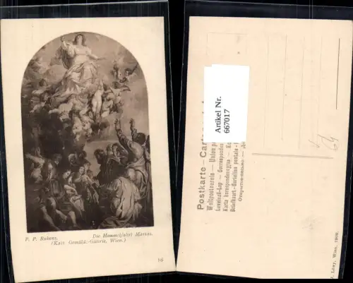 667017,Künstler Ak Peter Paul Rubens Die Himmelfahrt Marias Religion pub J. Löwy 96