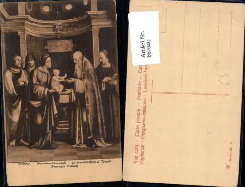 667040,Künstler Ak Francesco Francia La presentazione al Tempio Religion