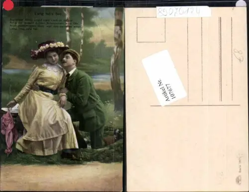 107677,Liebespaar Schöne Frau m. Hut Kleid Jäger Jagd Tracht