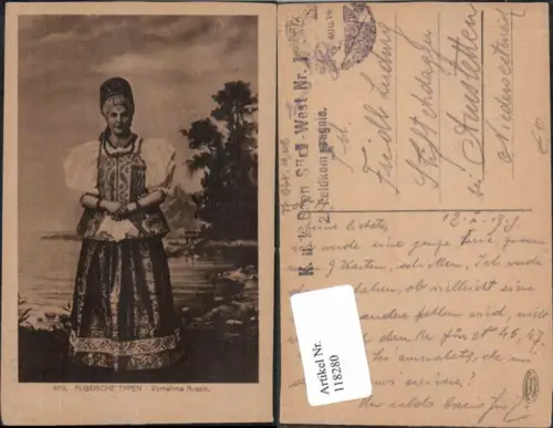 118280,Russische Typen Volkstypen vornehme Russin Feldpost Baon Süd West 1